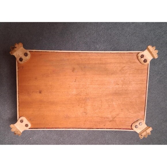 Vintage Vizagapatam Box Faux Tortoiseshell Carved Painted - Picture 9 of 10